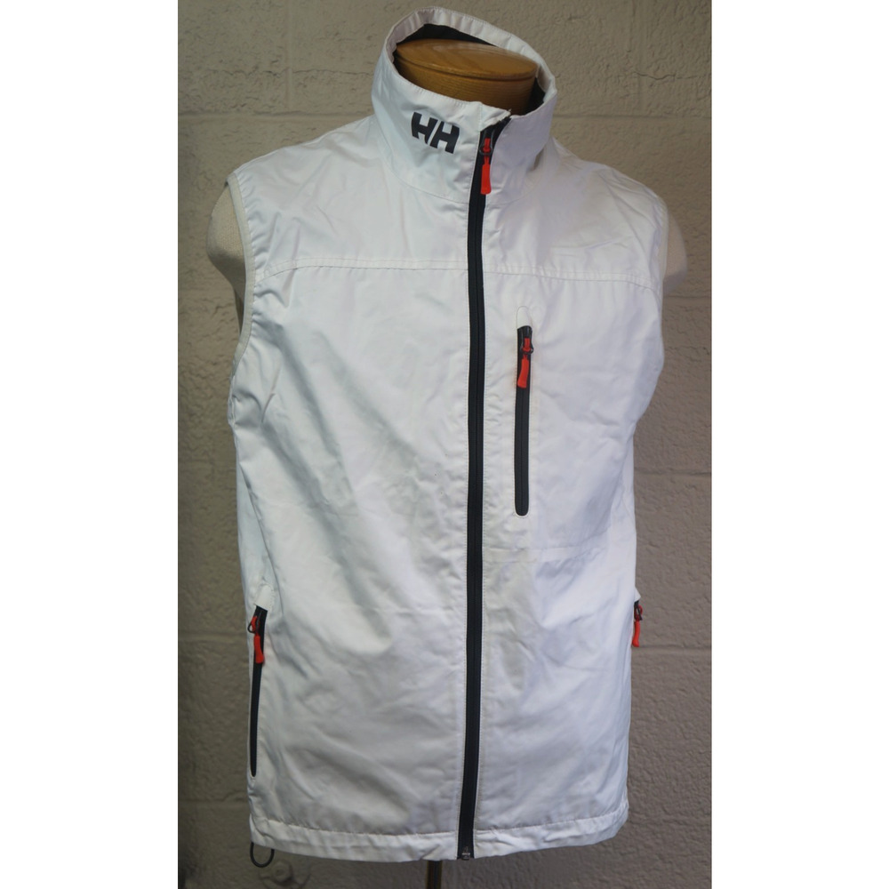 Helly Hansen White Sleeveless Shell Vest with Black Zippers and Orange Pulls